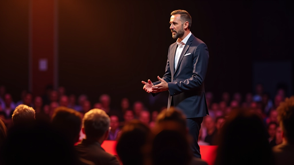 Diverse groep sprekers op stage, verschillende momenten van presentatie, publiek reageert positief, energieke sfeer