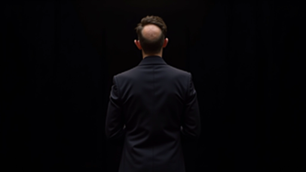 Spreker staat op podium voor publiek in donkere auditorium met spotlight, zelfverzekerde houding