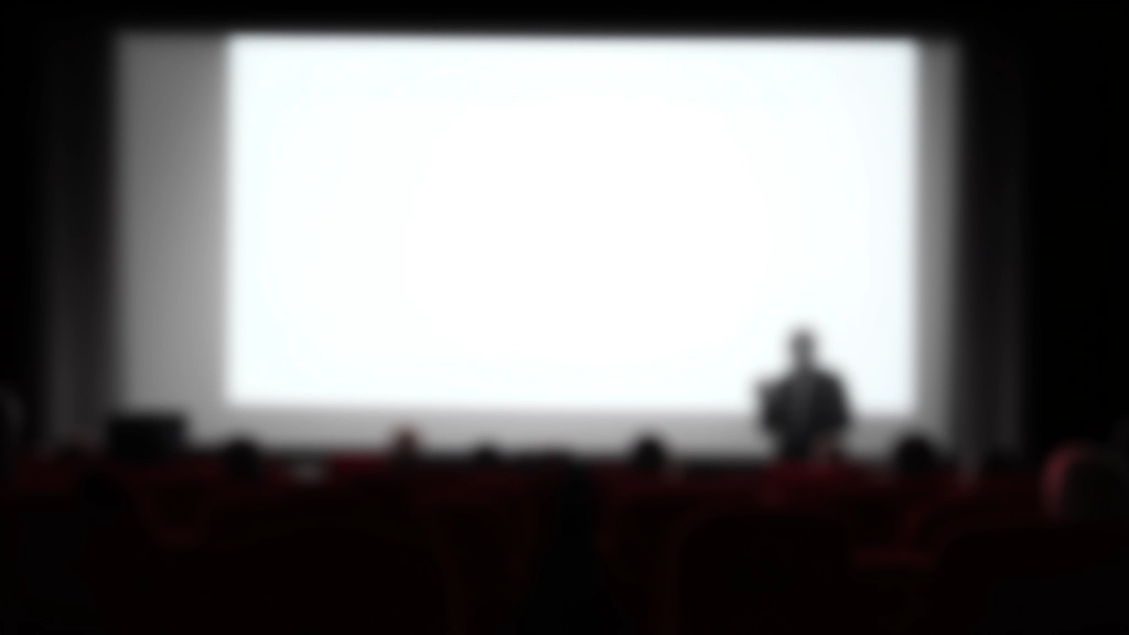 Presentatiescherm toont minimalistische slide met één groot beeld en wit ruimte, projectorkwaliteit